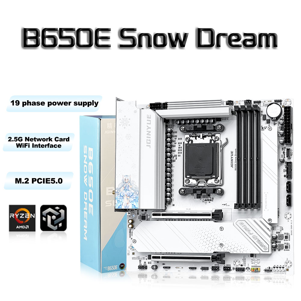 JGINYUE B650E Snow Dream AM5 M – обзор и цена Am5 Micro Atx Pcie 5.0 Motherboard